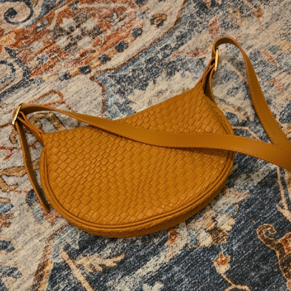 Elegant Woven Mustard Shoulder Bag